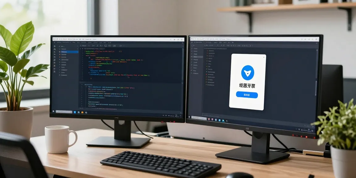 Developer using Telegram Chinese interface in a modern office setting.