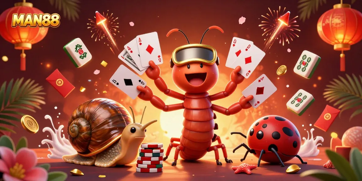 Play exciting games with MAN88, featuring engaging dealer characters and vibrant casino elements.